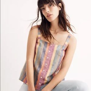 Madewell Rainbow Stripe Button-Front Tank Top
